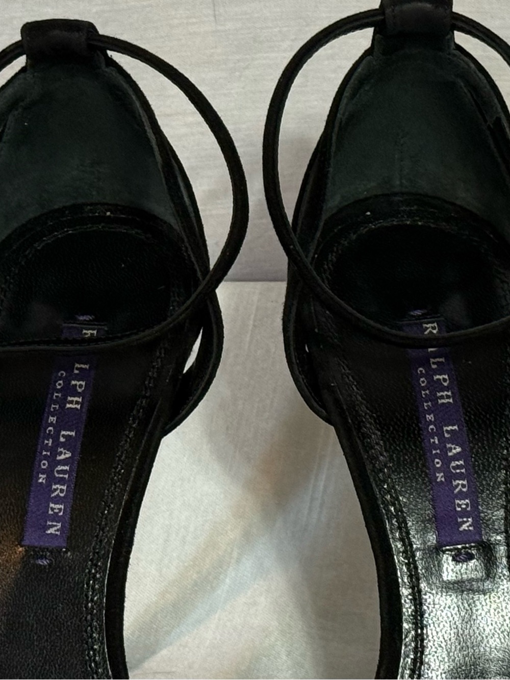 Ralph Lauren Purple Label Black Suede Ankle Strap Heels 37.5 - Picture 6 of 6